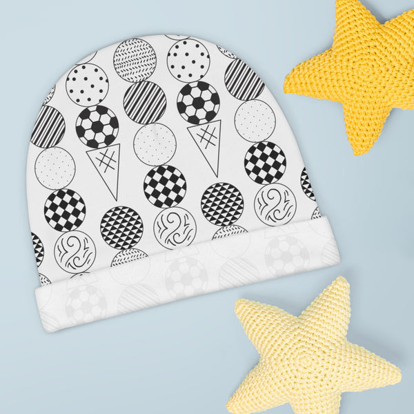 Ice Cream Dreams Baby Beanie Black and White Pattern